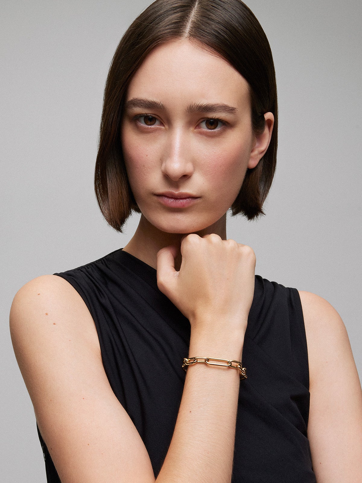 Large link bracelet in 18K yellow gold