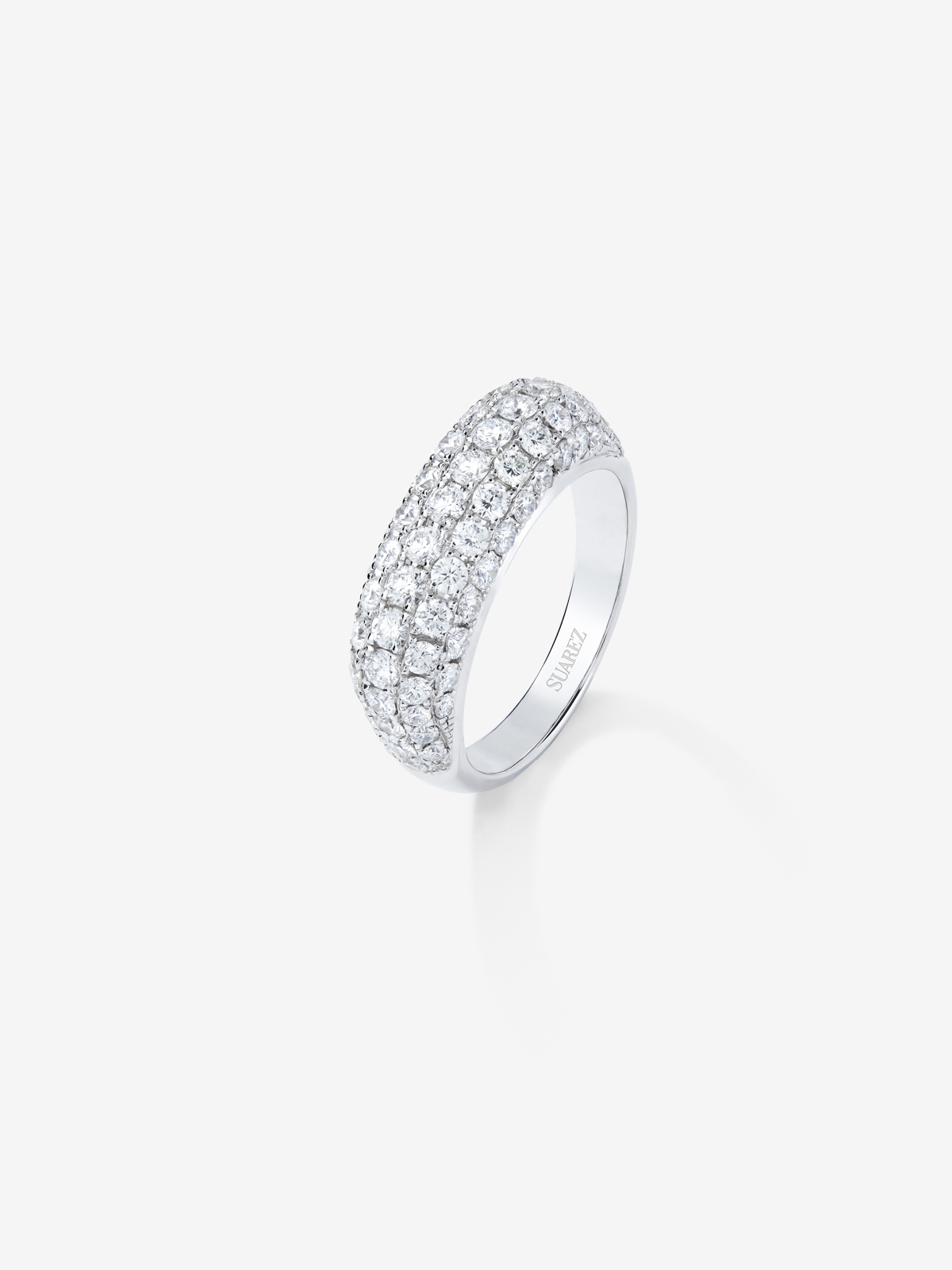 18K White Gold Ring with white diamond pavement in 1.6 cts bright size