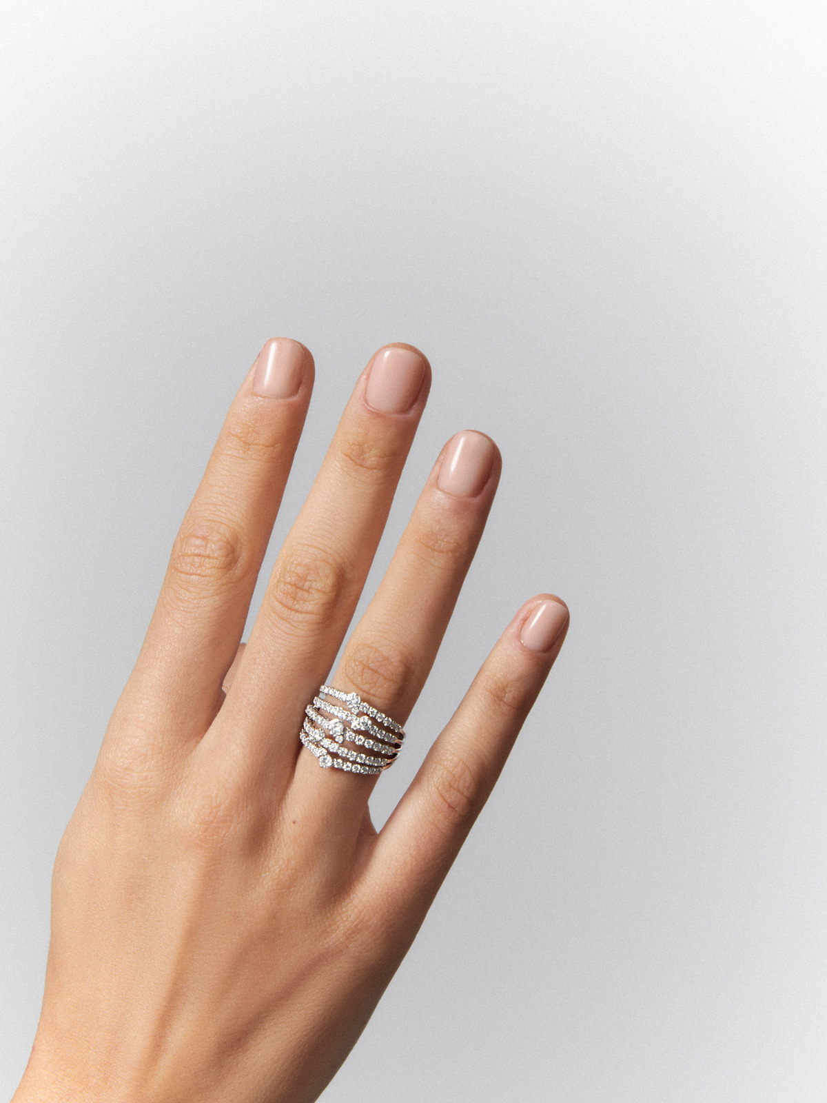 18K White Gold Multi-Ring Diamond Ring
