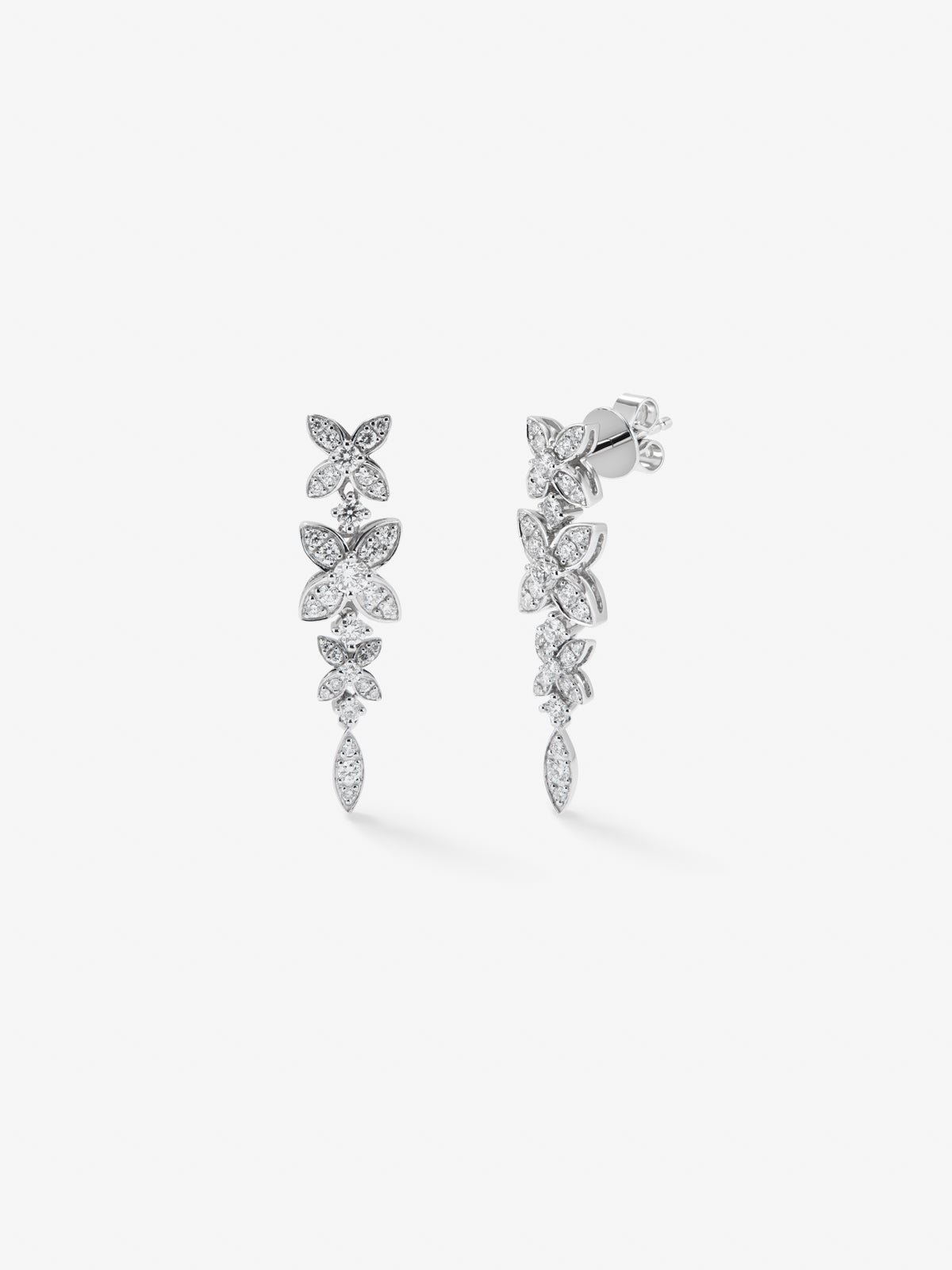 18K white gold earrings with white diamonds of 1,092 cts