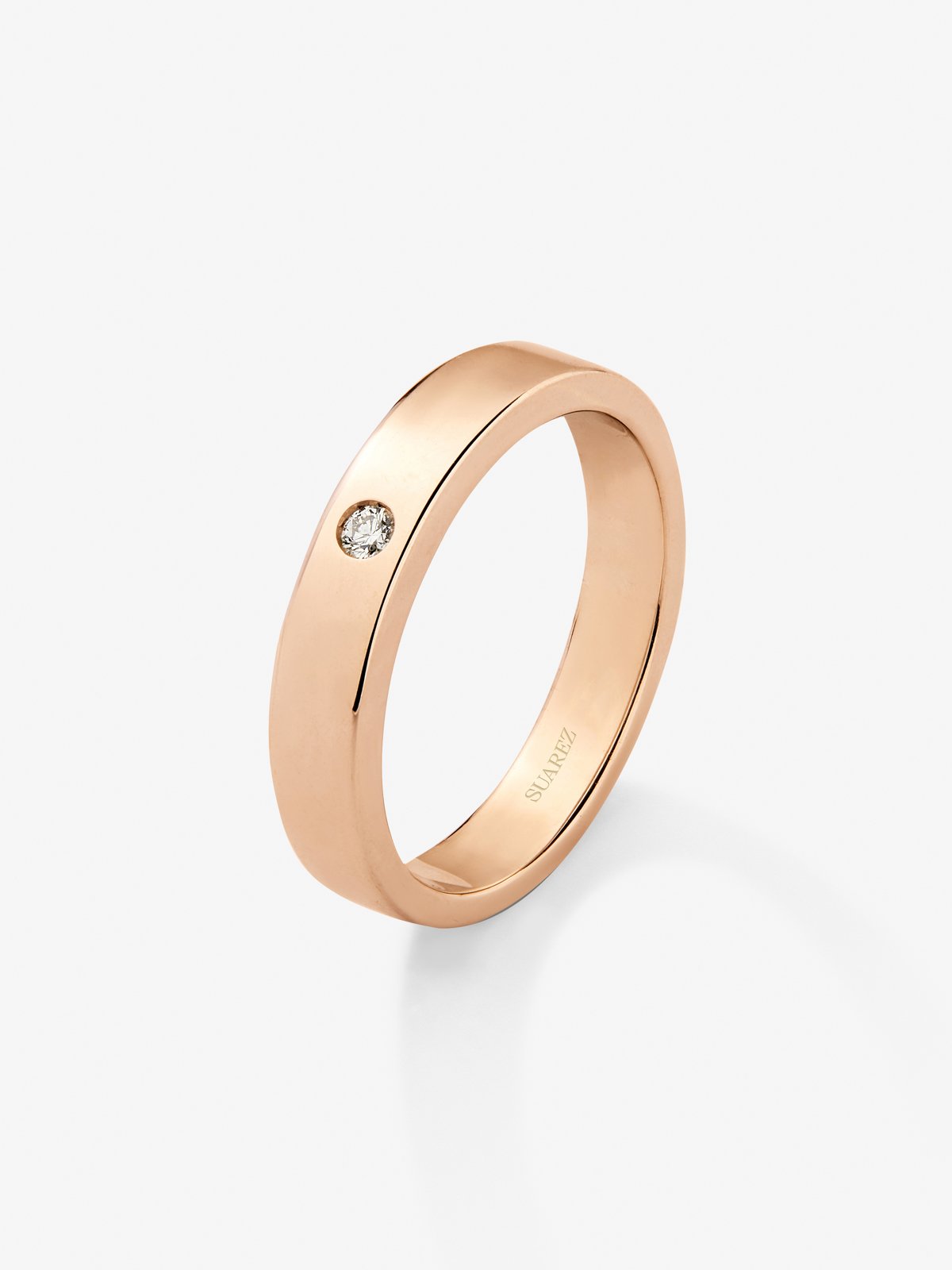 Anillo de oro rosa de 18K con diamante en talla brillante con un total de 0,03 cts