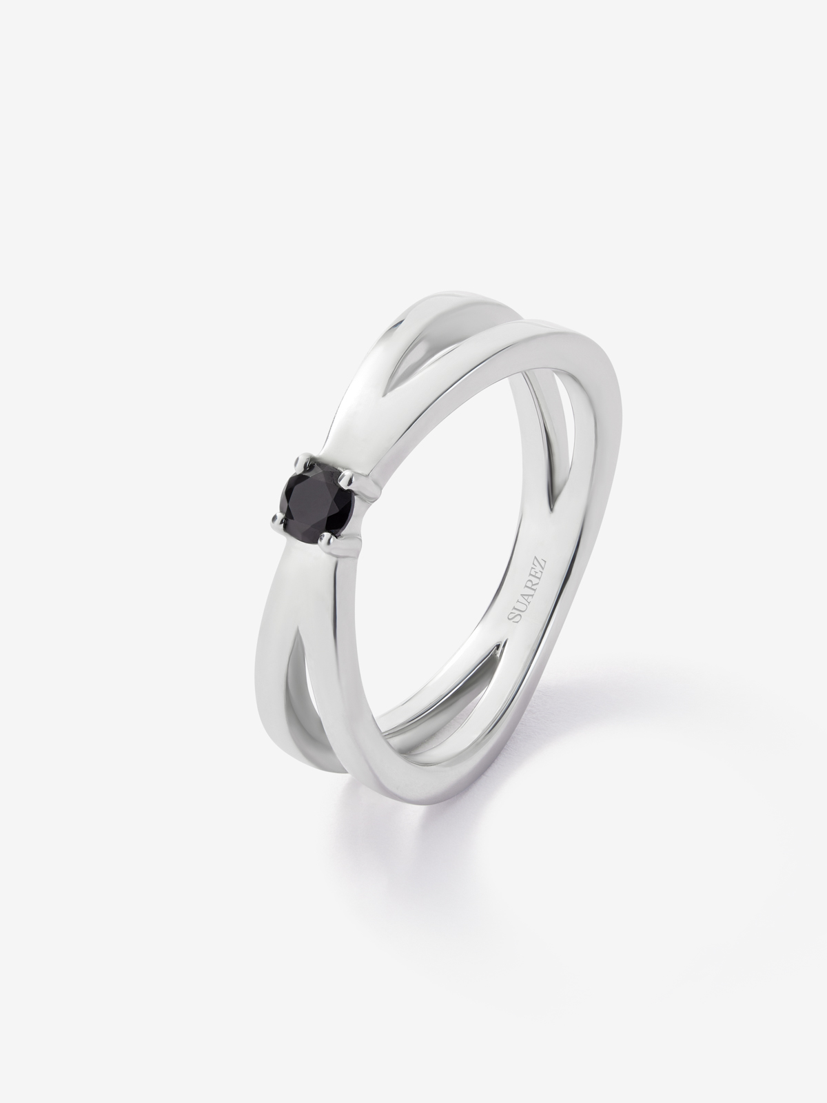 925 silver cross ring with brilliant cut black spinel