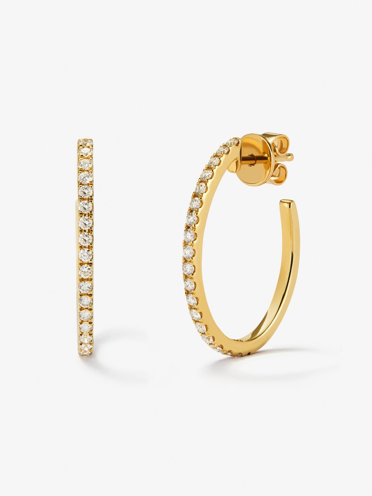 18K yellow gold ring earrings with white diamonds of 0.51 cts