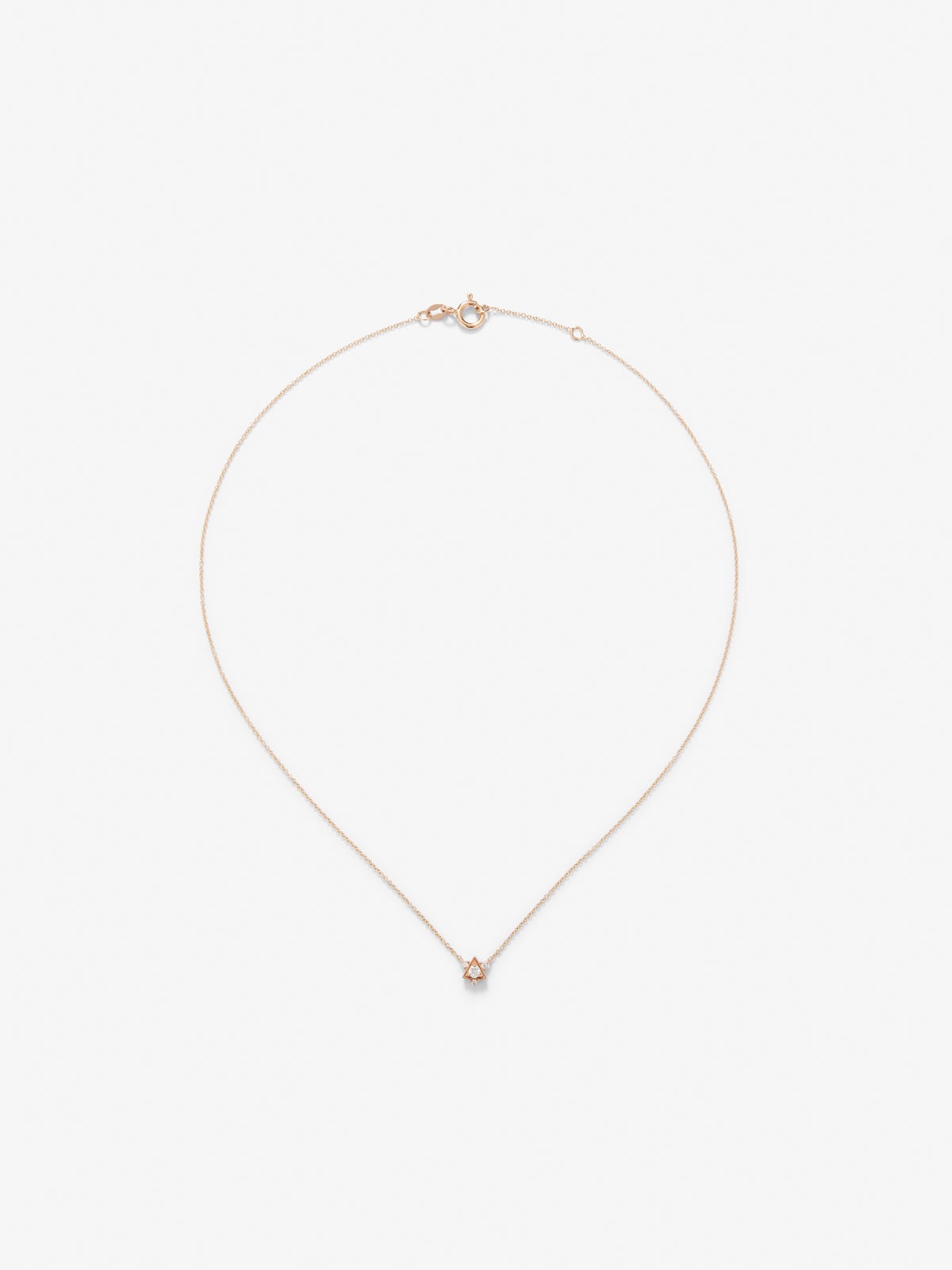 18K rose gold necklace with 4 brilliant-cut diamonds with a total of 0.1 cts