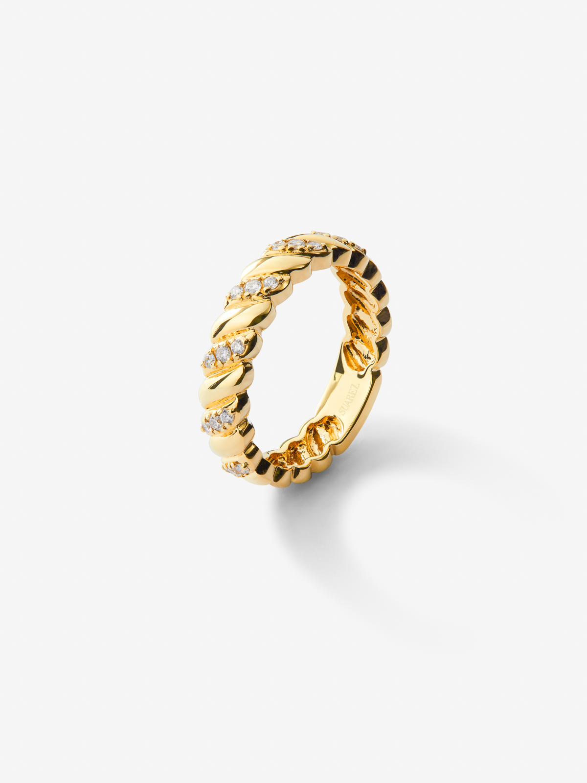18K yellow gold ring with white diamonds of 0.18 cts