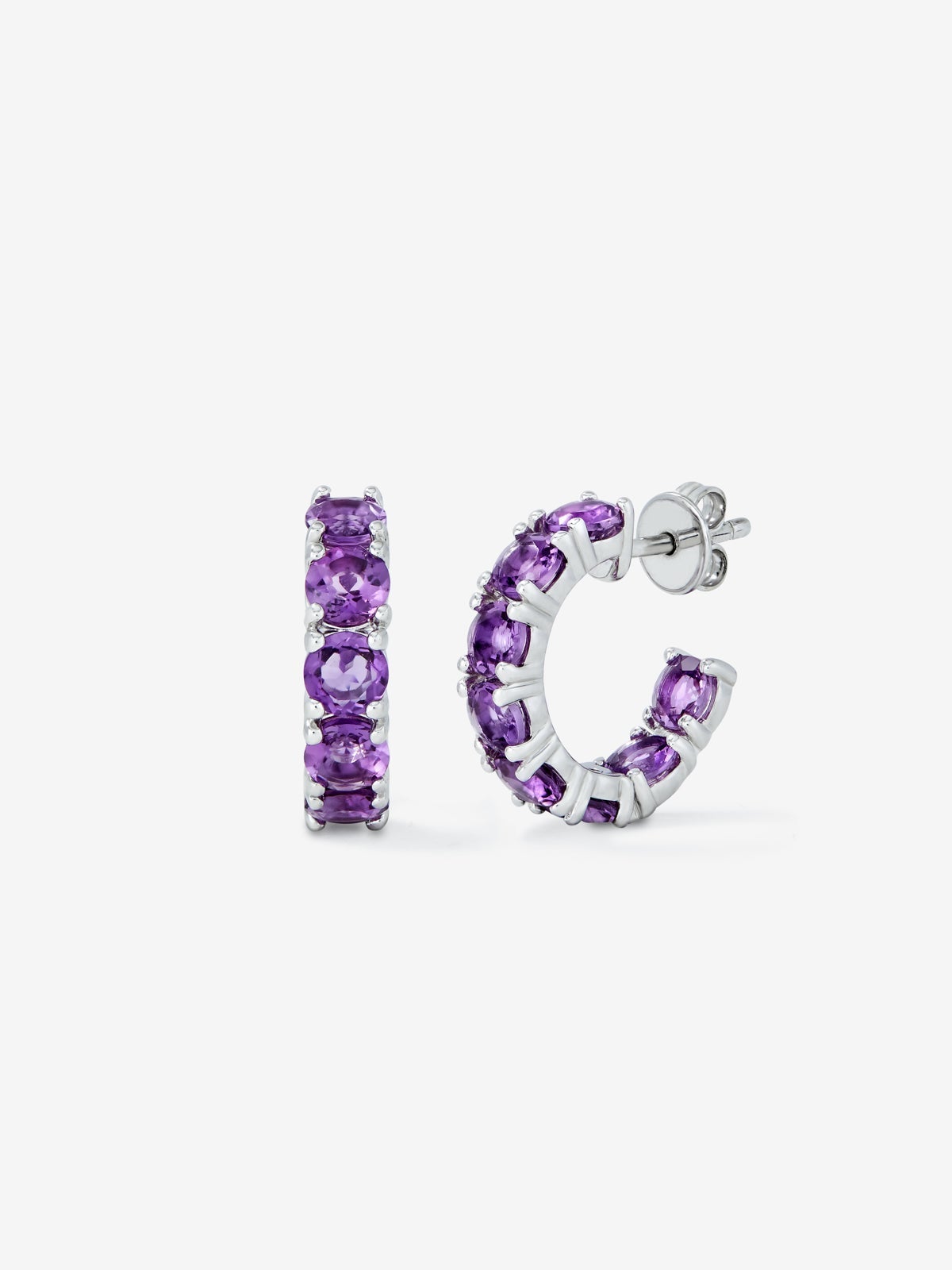 925 Silver amethyst hoop earrings