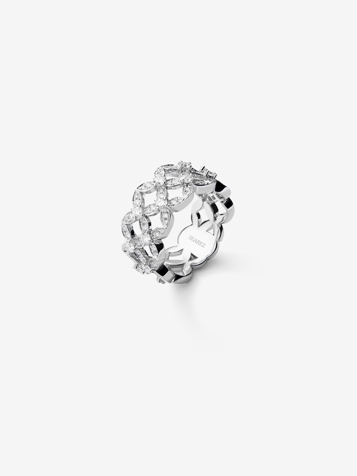 18K White Gold Ring with white diamonds in 1.14 cts