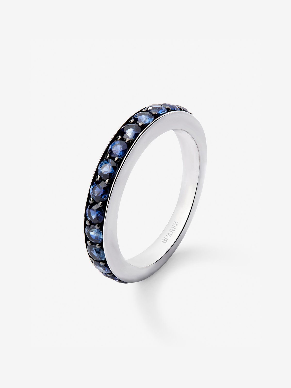 Half 925 silver alliance with 15 brilliant-cut blue sapphires with a total of 1.26 cts