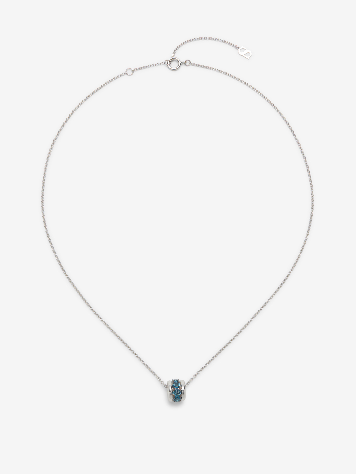 925 silver pendant with brilliant cut London blue topaz pave