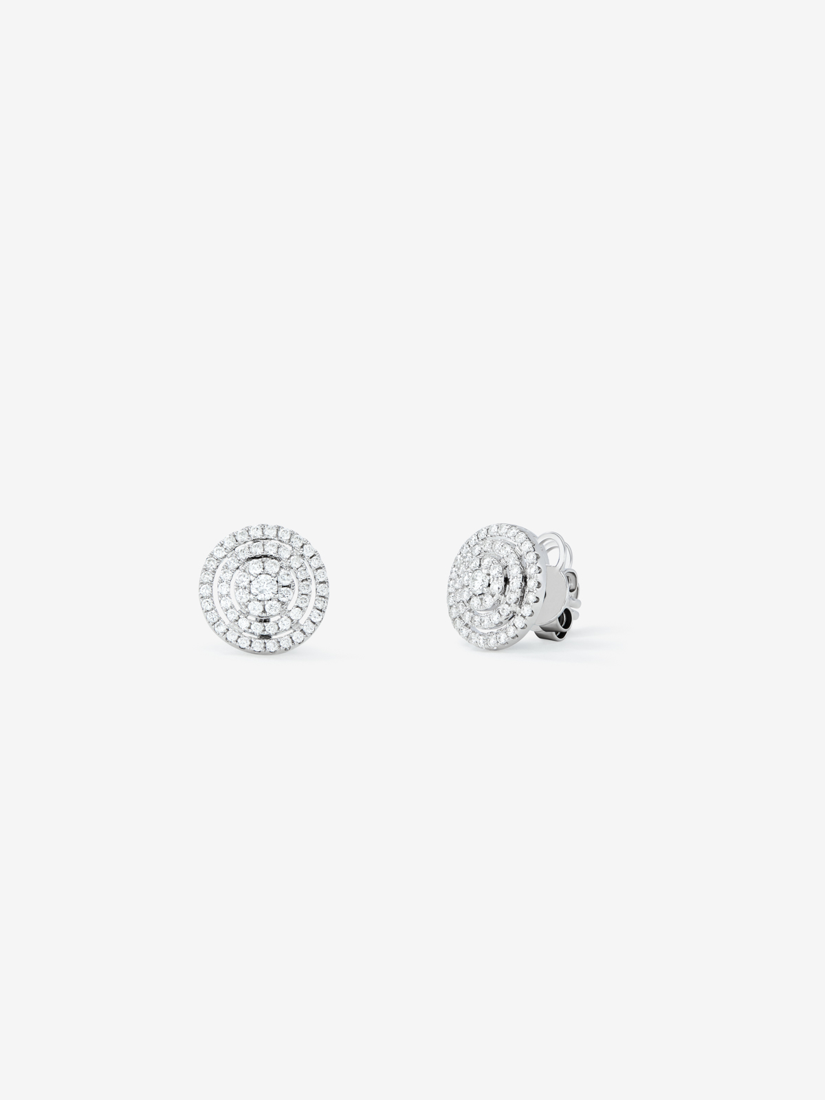 18K white gold earrings with pave diamonds.
