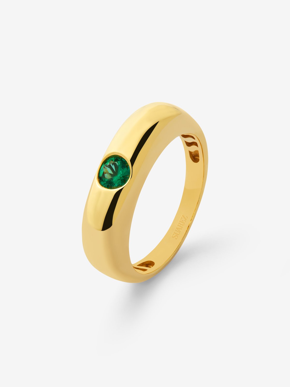 18K yellow gold ring with 0.25 ct brilliant cut emerald