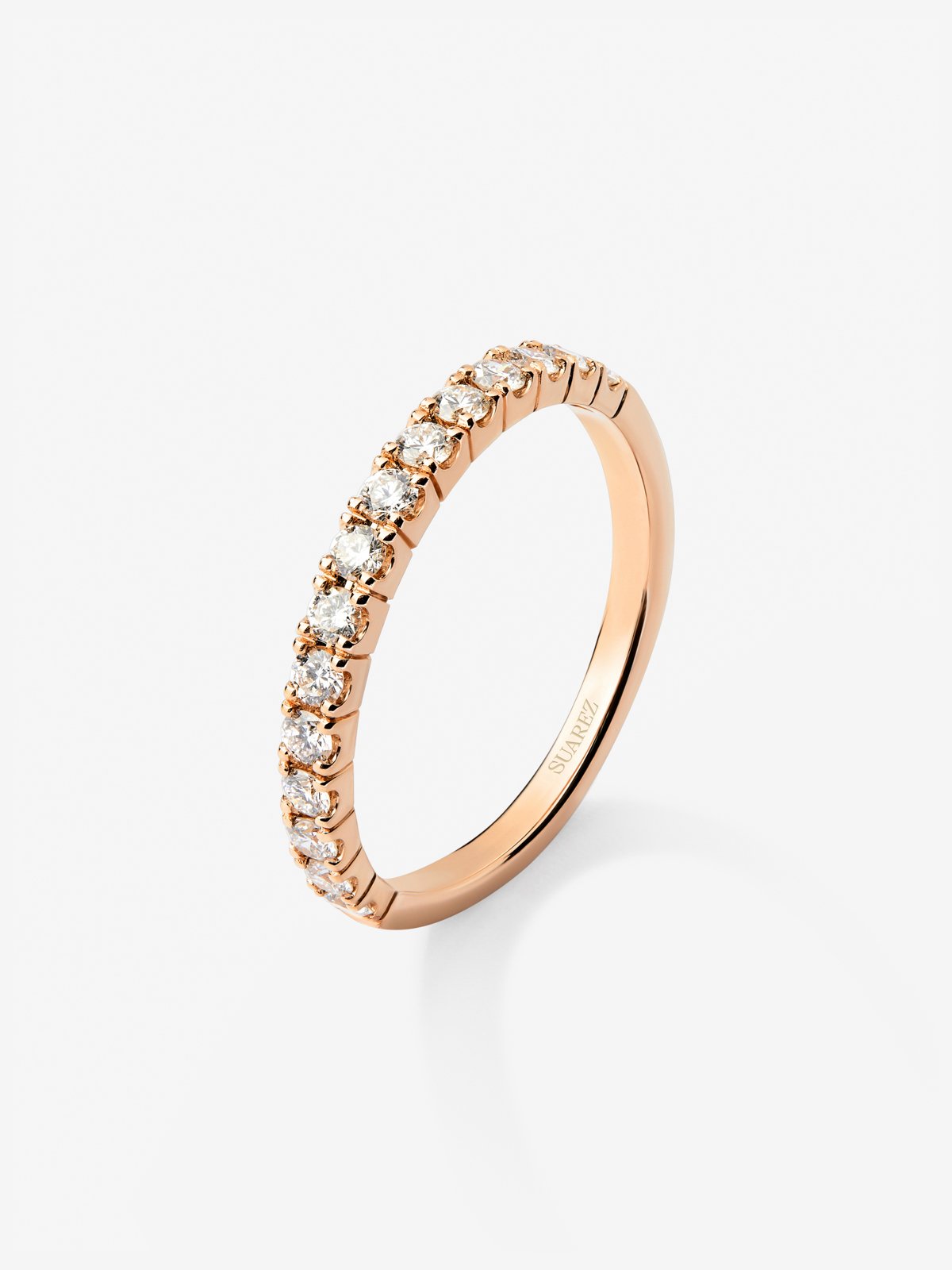 Half ring in 18K rose gold with 15 brilliant-cut diamonds with a total of 0.3 cts