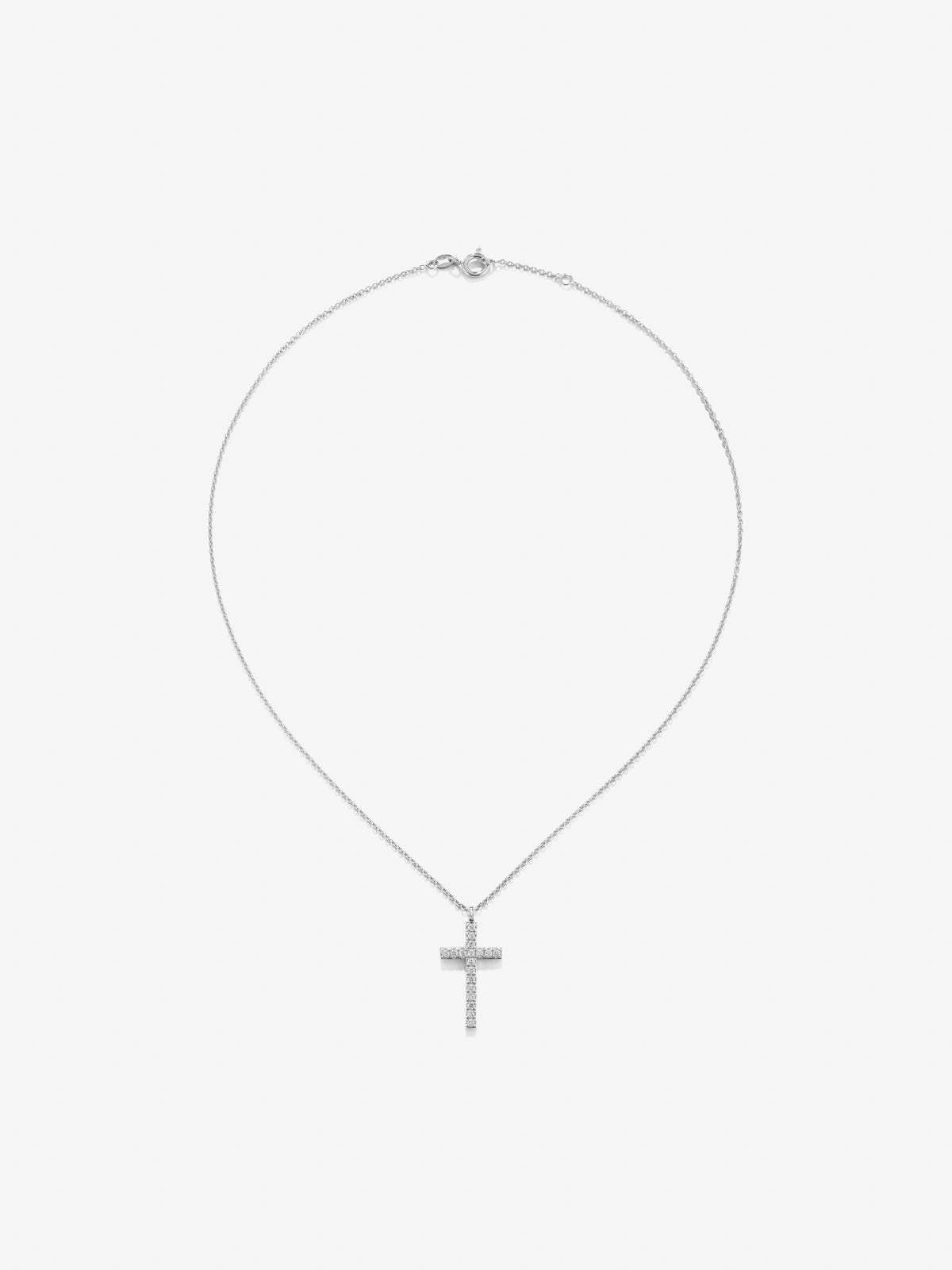 18K White Gold Cruz Chain with Diamonds