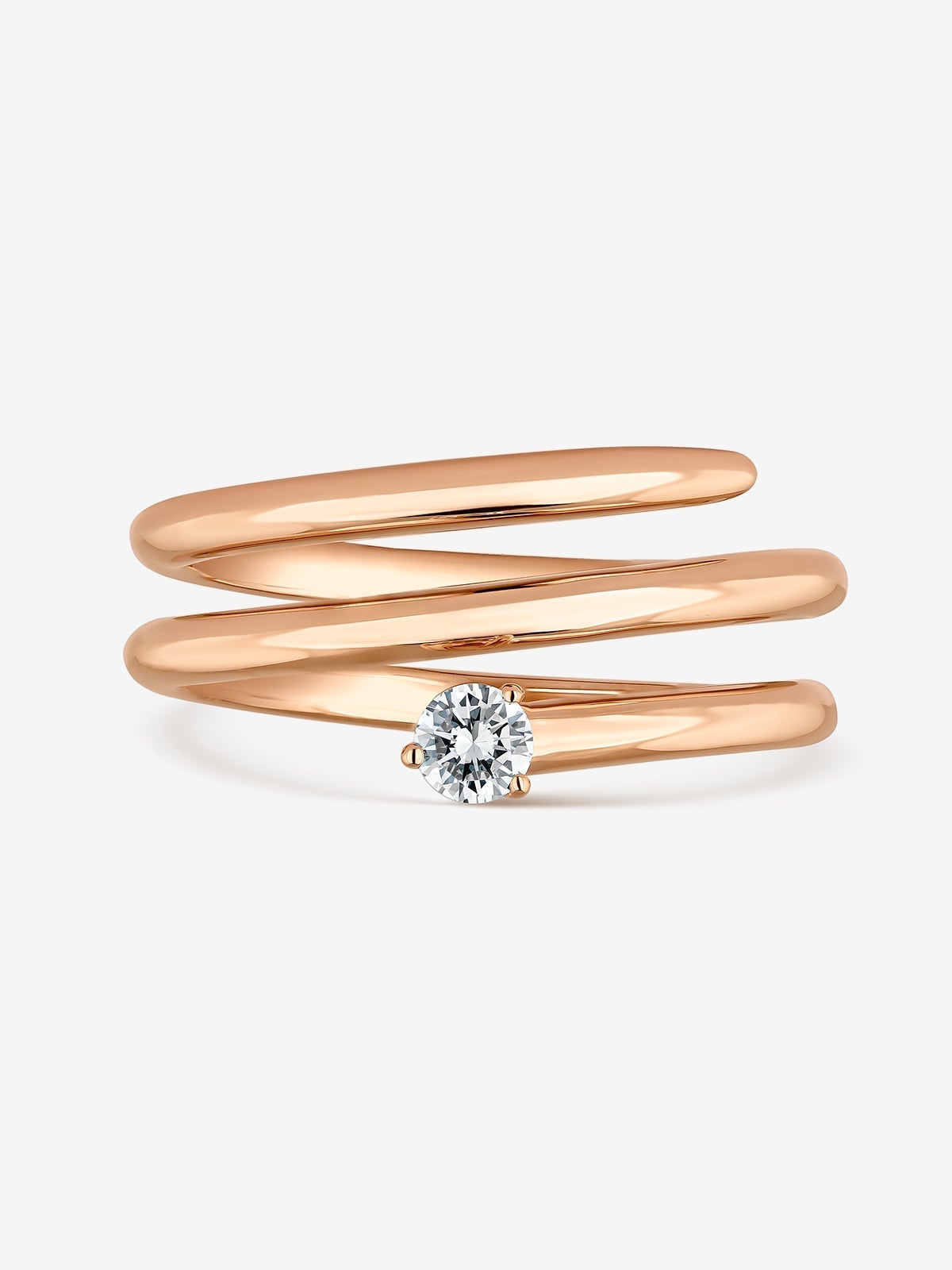 18K rose gold multi-arm ring with 0.13 ct brilliant-cut diamond