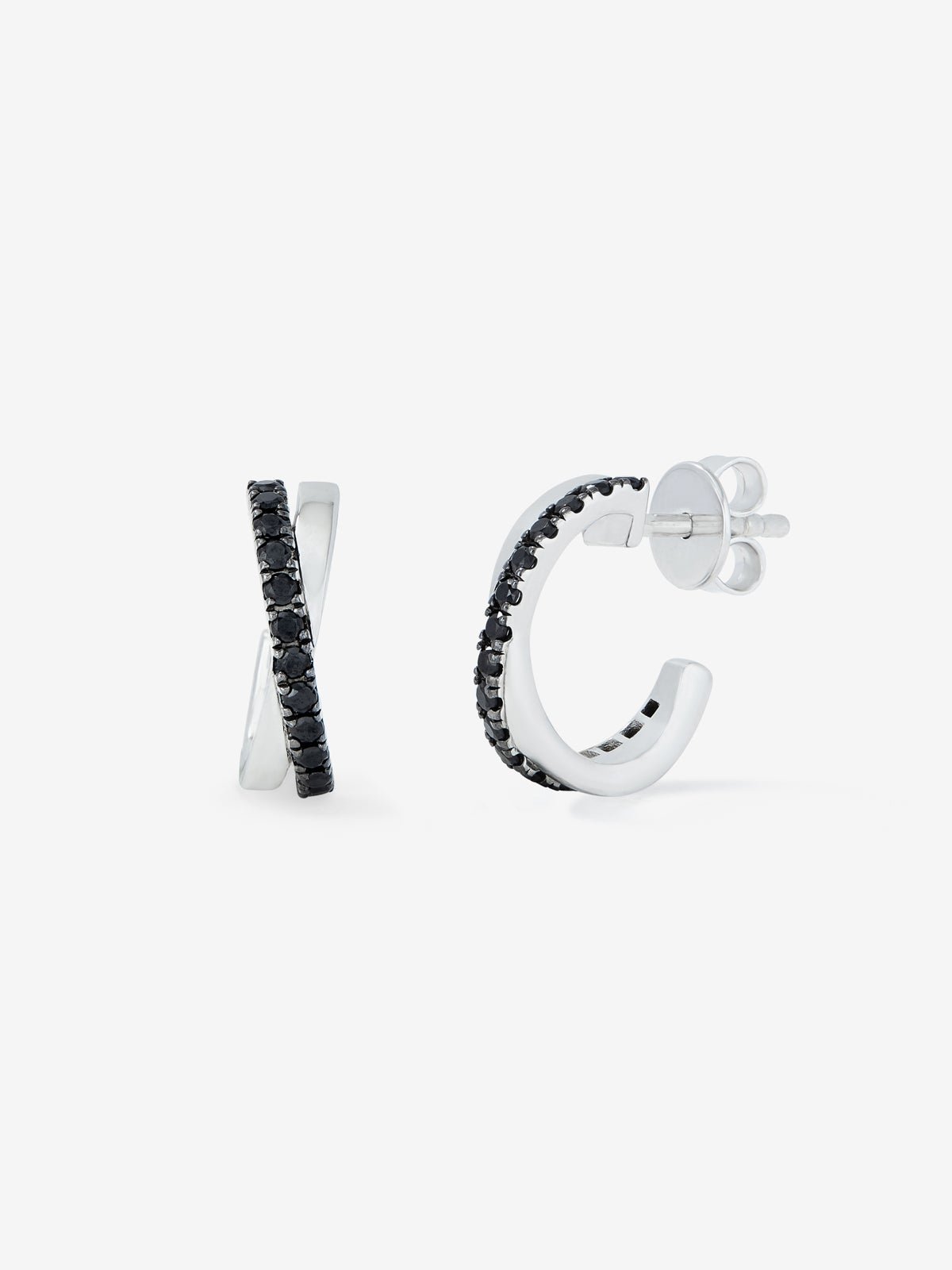 925 silver earrings with 36 brilliant-cut black spinels