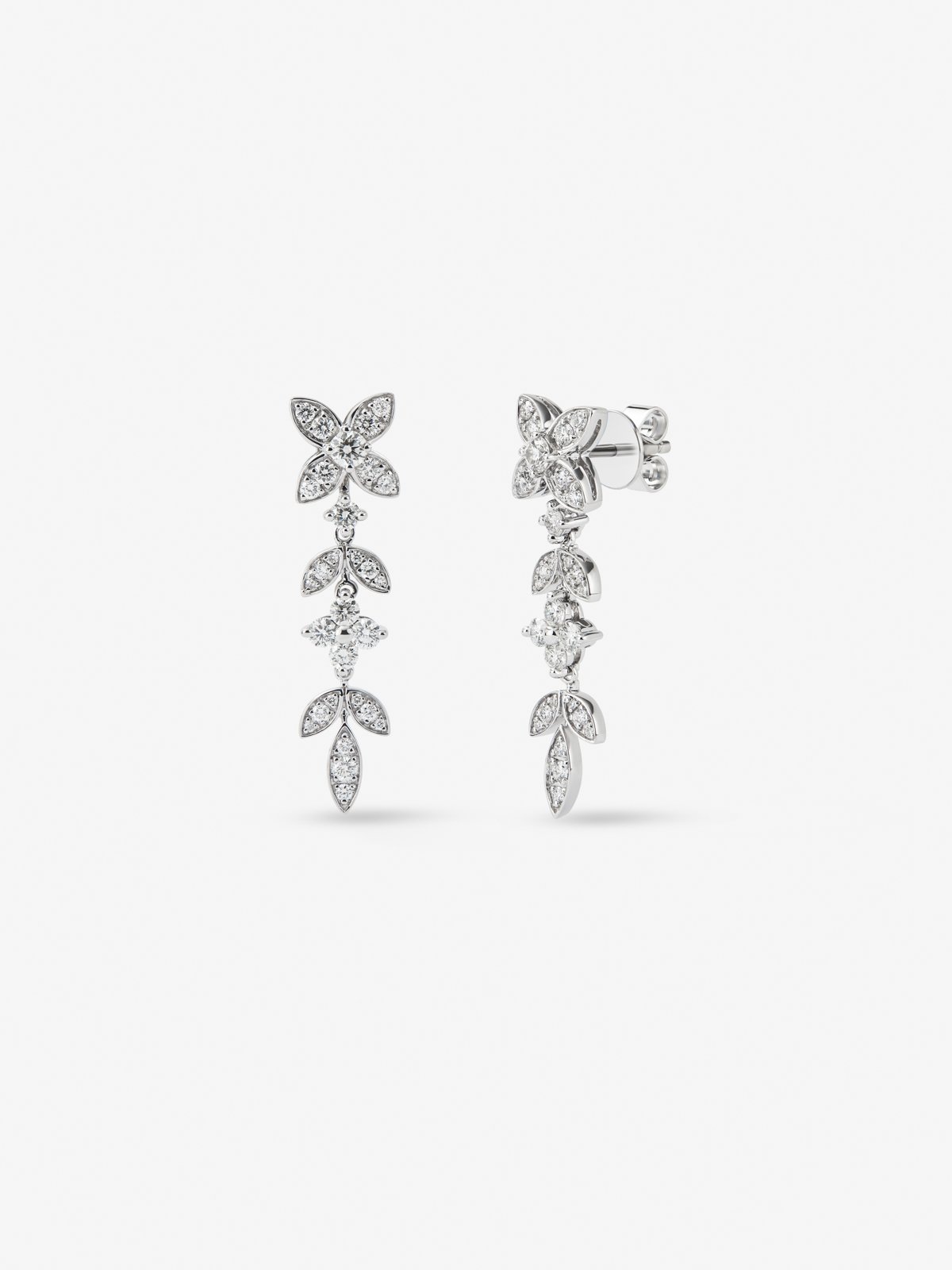 Detachable 18K white gold earrings with 1.07 ct brilliant-cut diamonds