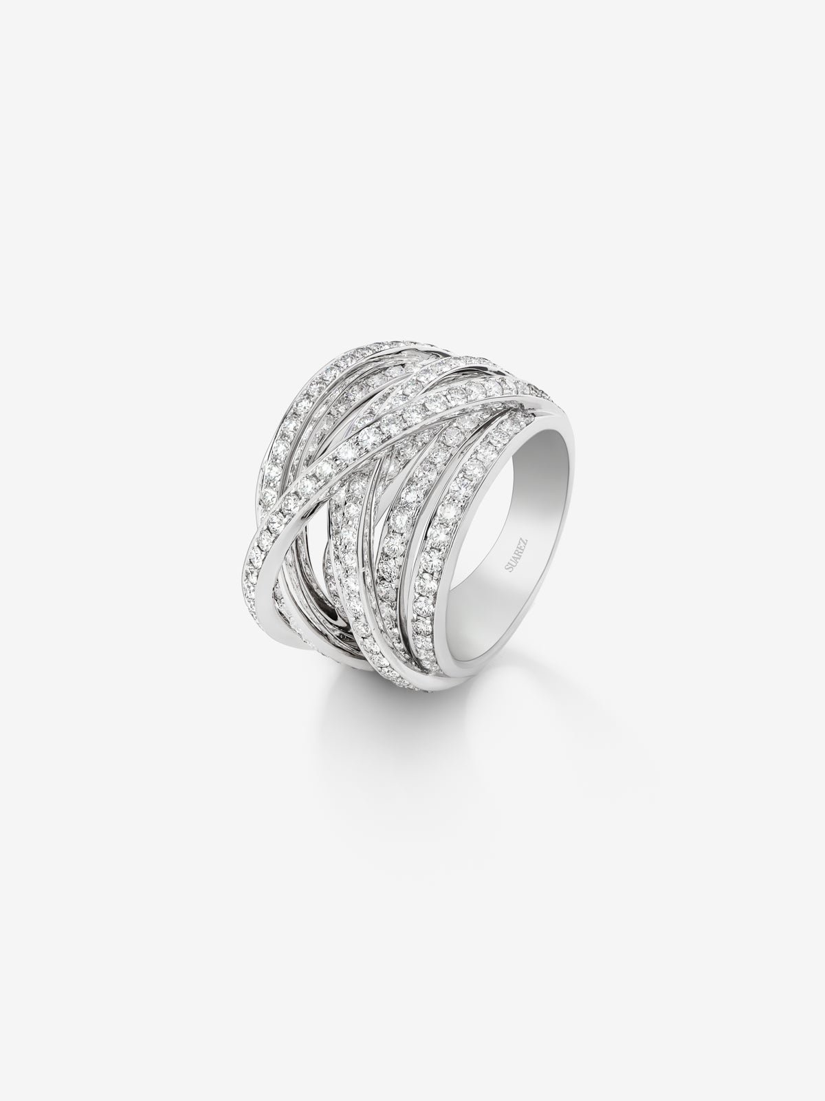 18K white gold multi-arm ring with 185 brilliant-cut diamonds with a total of 2.67 cts