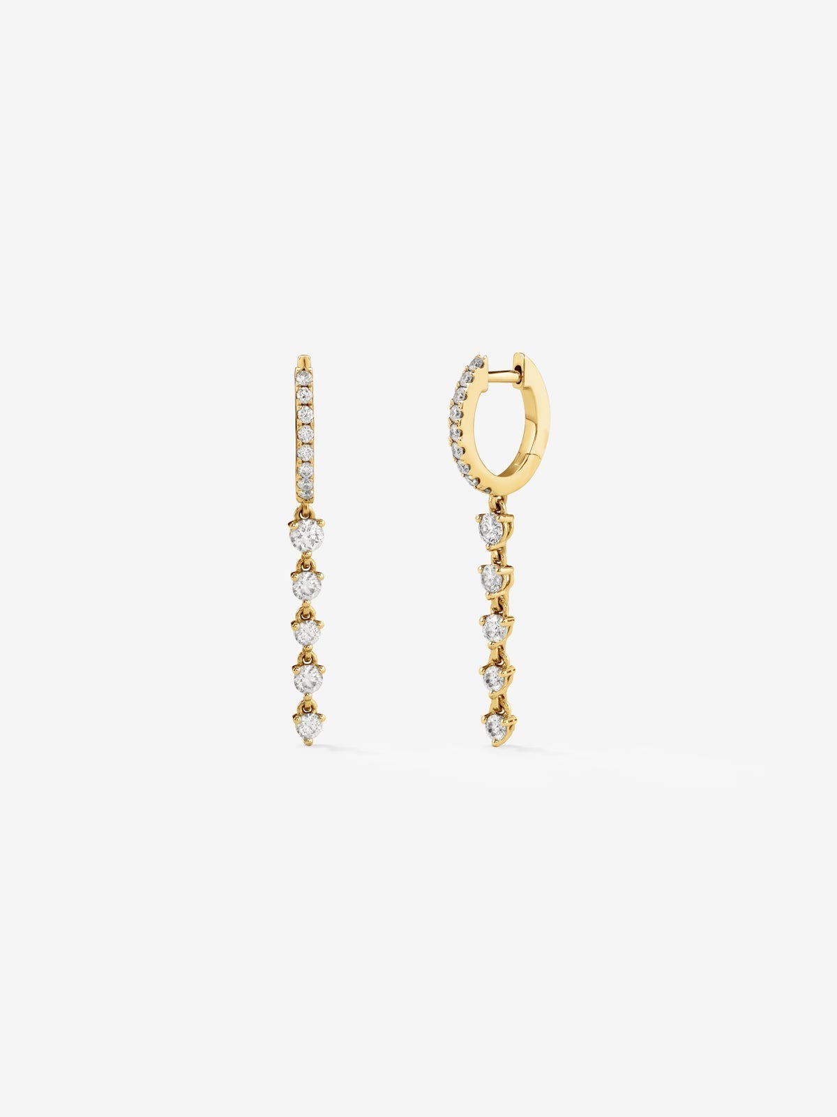 18K yellow gold earrings with 32 brilliant-cut diamonds with a total of 1.09 cts
