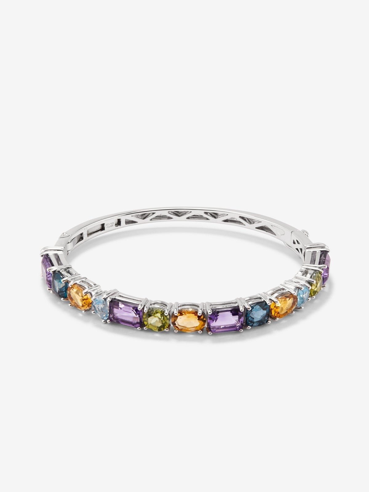 925 silver rigid bracelet with multicolored gems