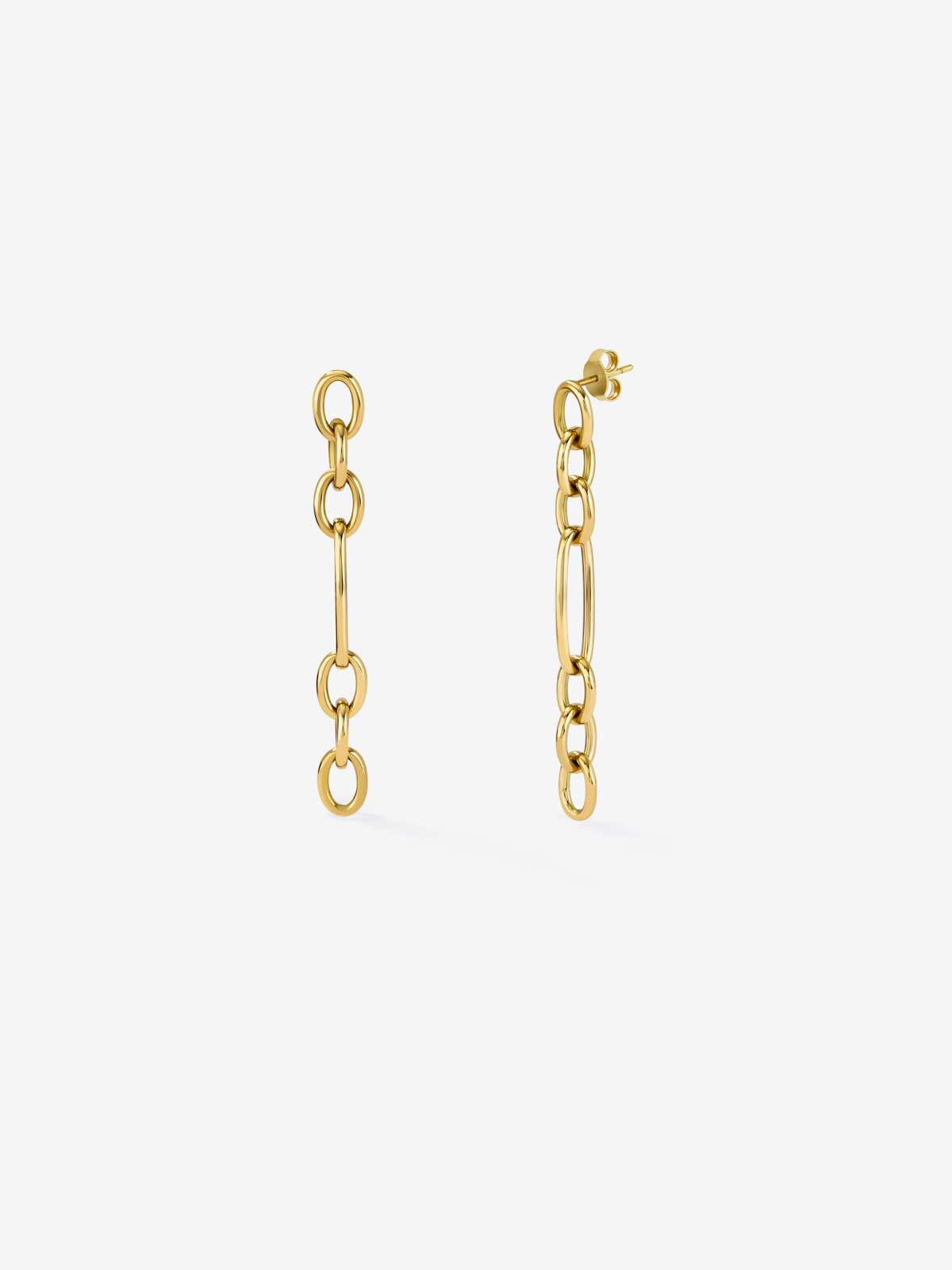Long Forza chain earrings in 18k yellow gold