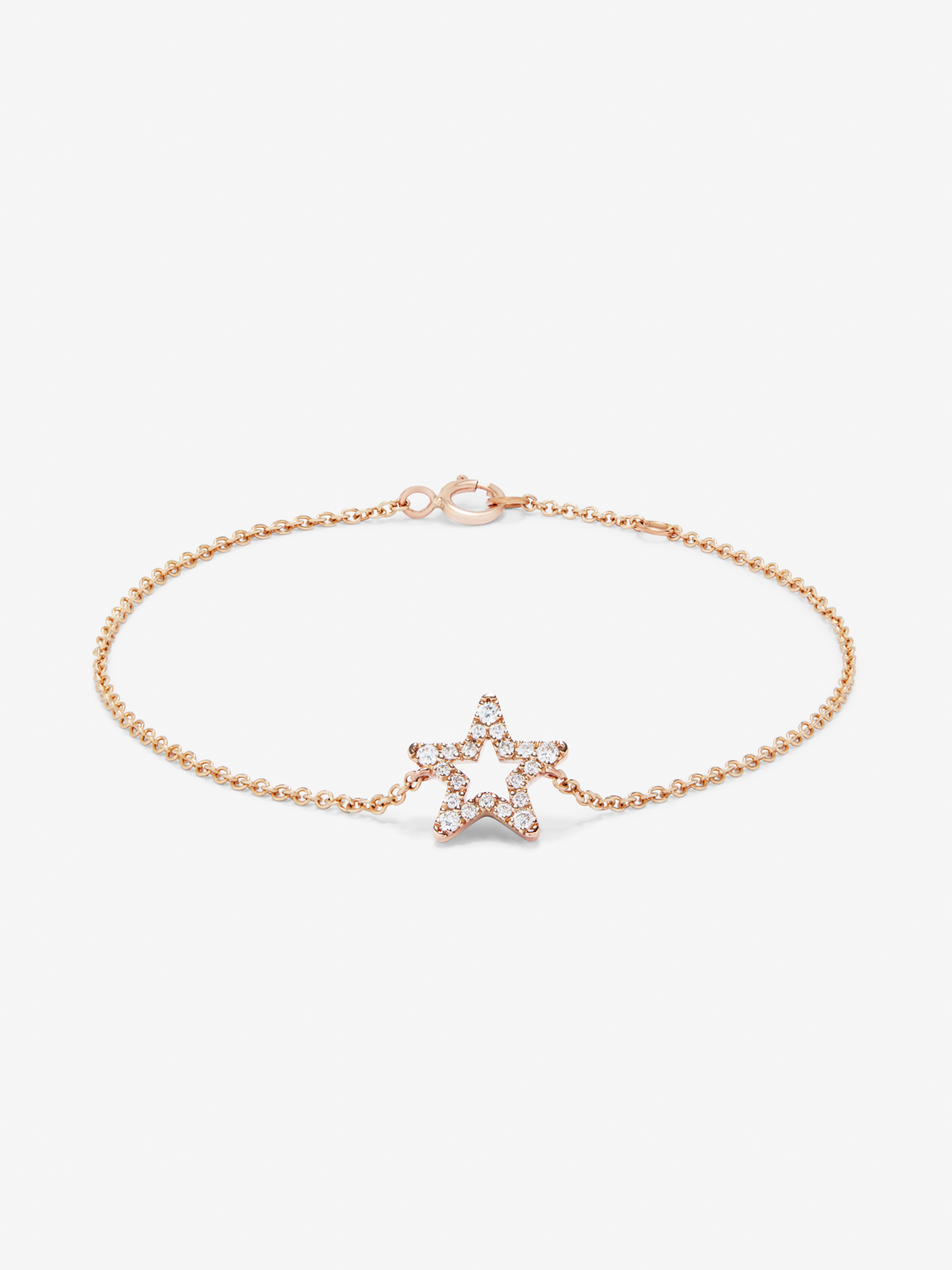 18K pink gold star bracelet with diamonds