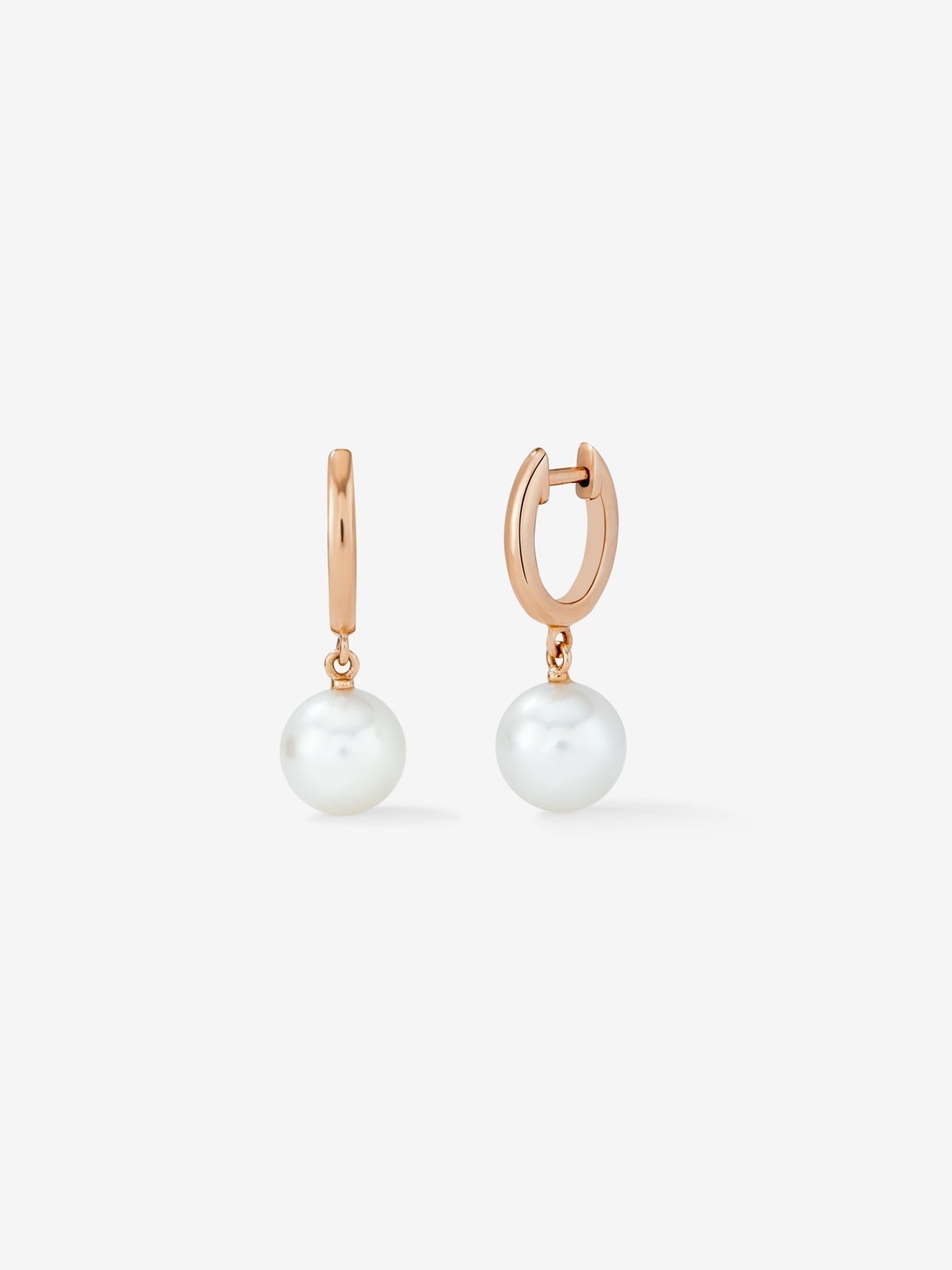 18K rose gold earrings with 2 8.5mm akoya pearls