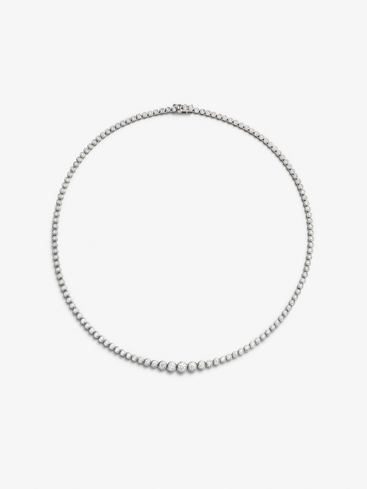 Collar rivière de oro blanco de 18K con 128 diamantes en talla brillante con un total de 3,2 cts