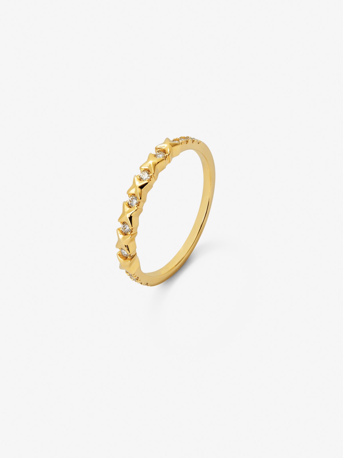 Anillo de oro amarillo de 18K con 13 diamantes en talla brillante con un total de 0,16 cts