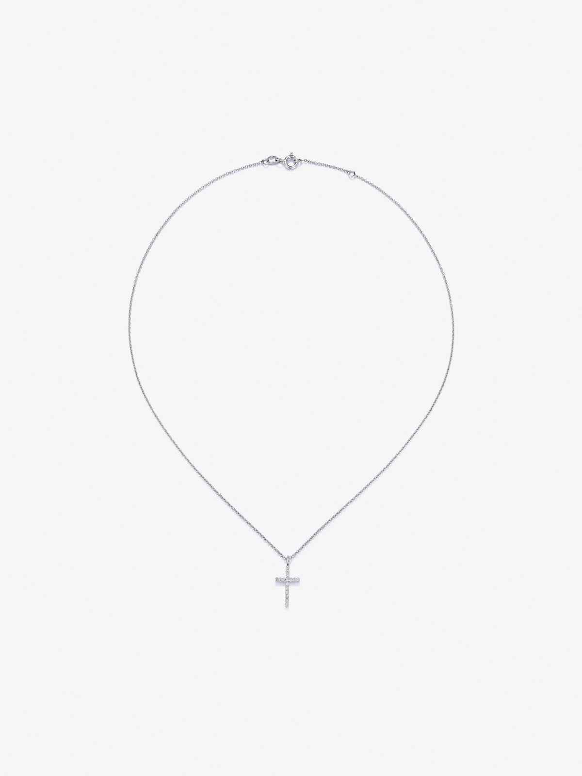 18K white gold cross pendant chain with diamonds