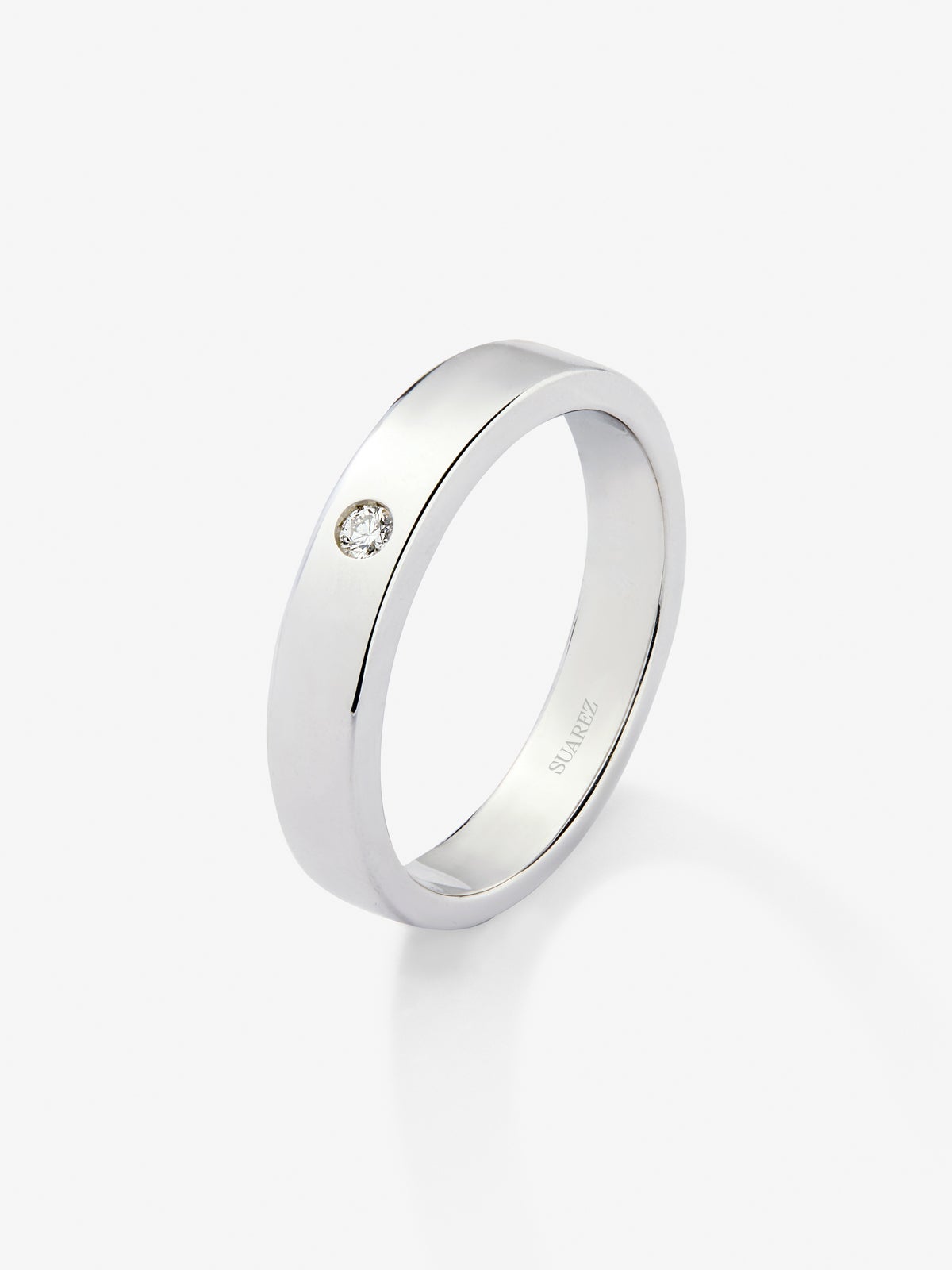 18K White Gold Wedding Alliance Ring with Diamond