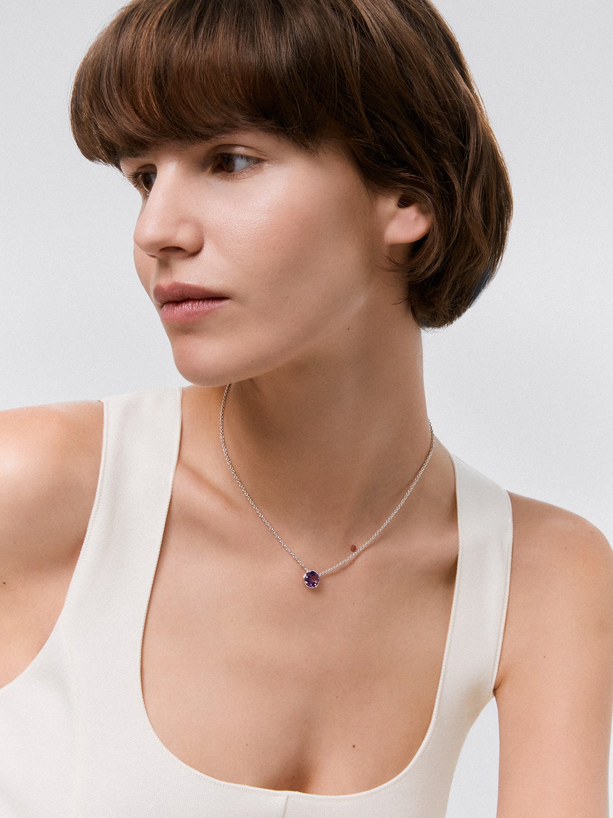 925 Silver chain pendant with amethyst