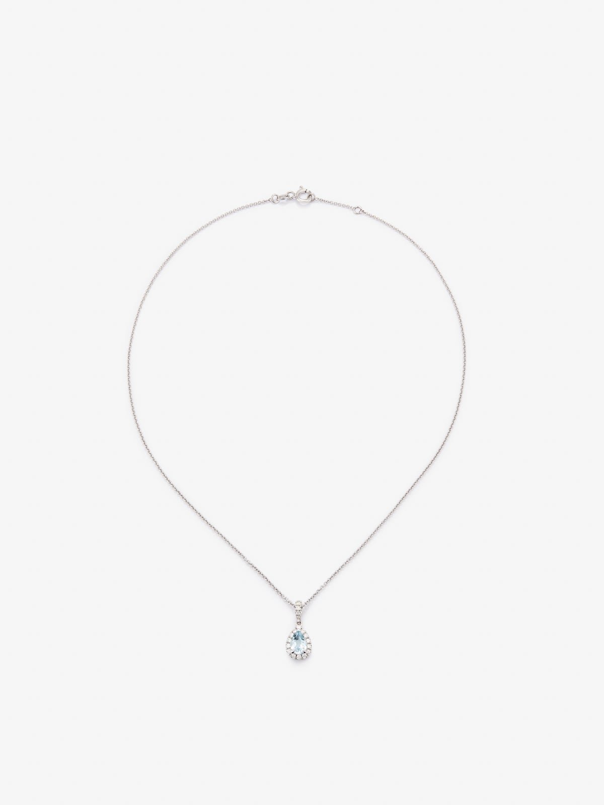 Colgante cadena de oro blanco de 18K con topacio