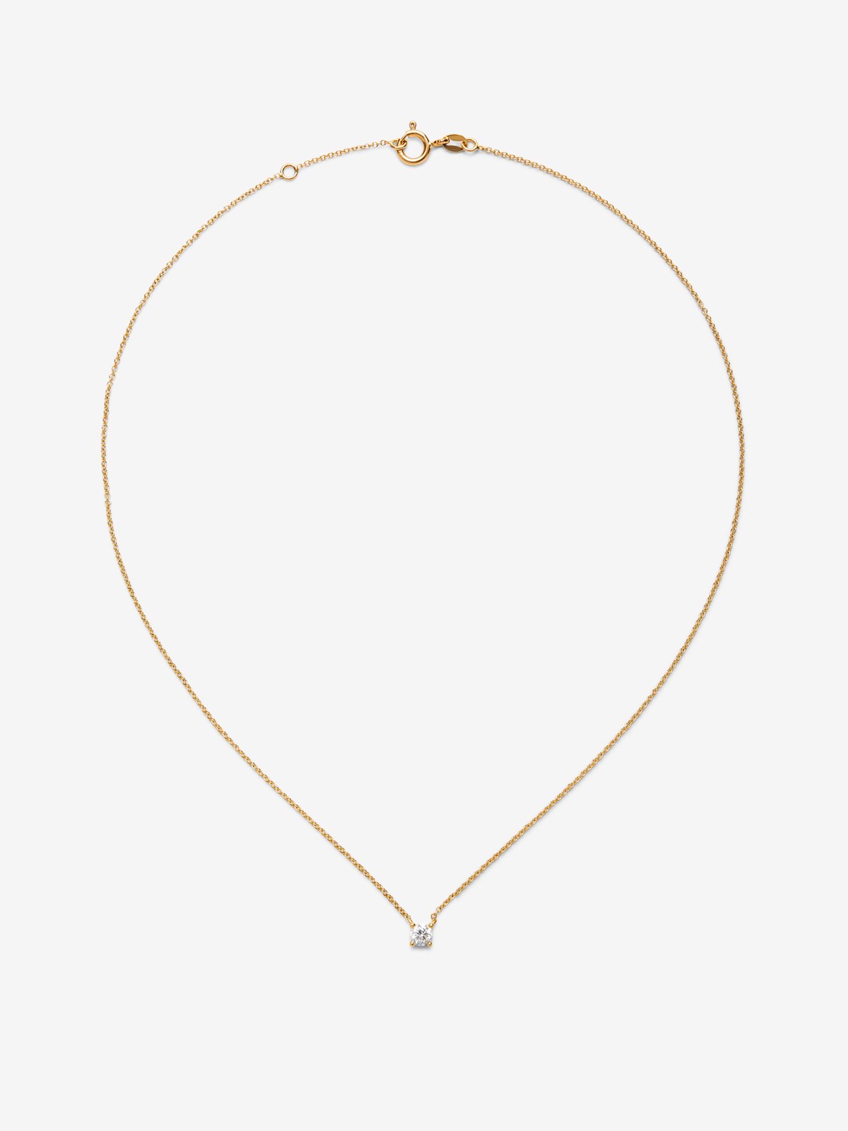 18K yellow gold necklace with 0.30 ct brilliant-cut central diamond