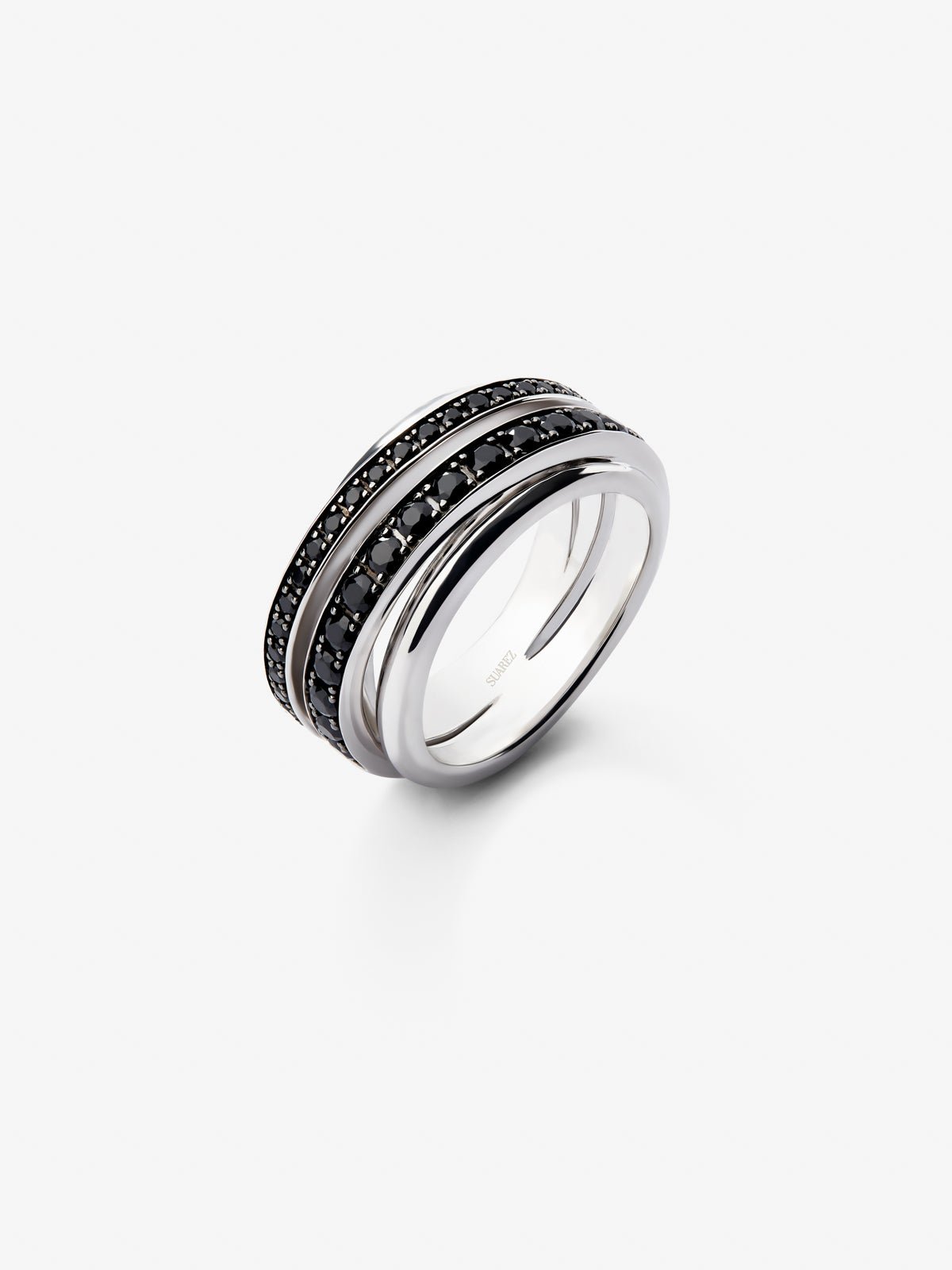 931 Silver Ring with Black Spinel Pavé
