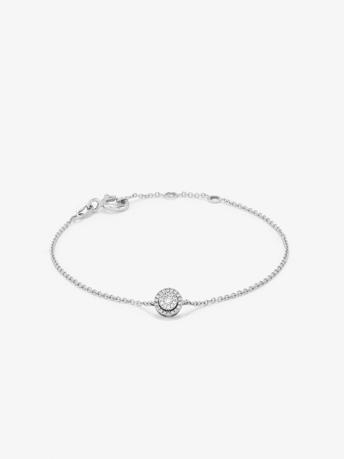 18K White Gold Diamond Circle Chain Bracelet