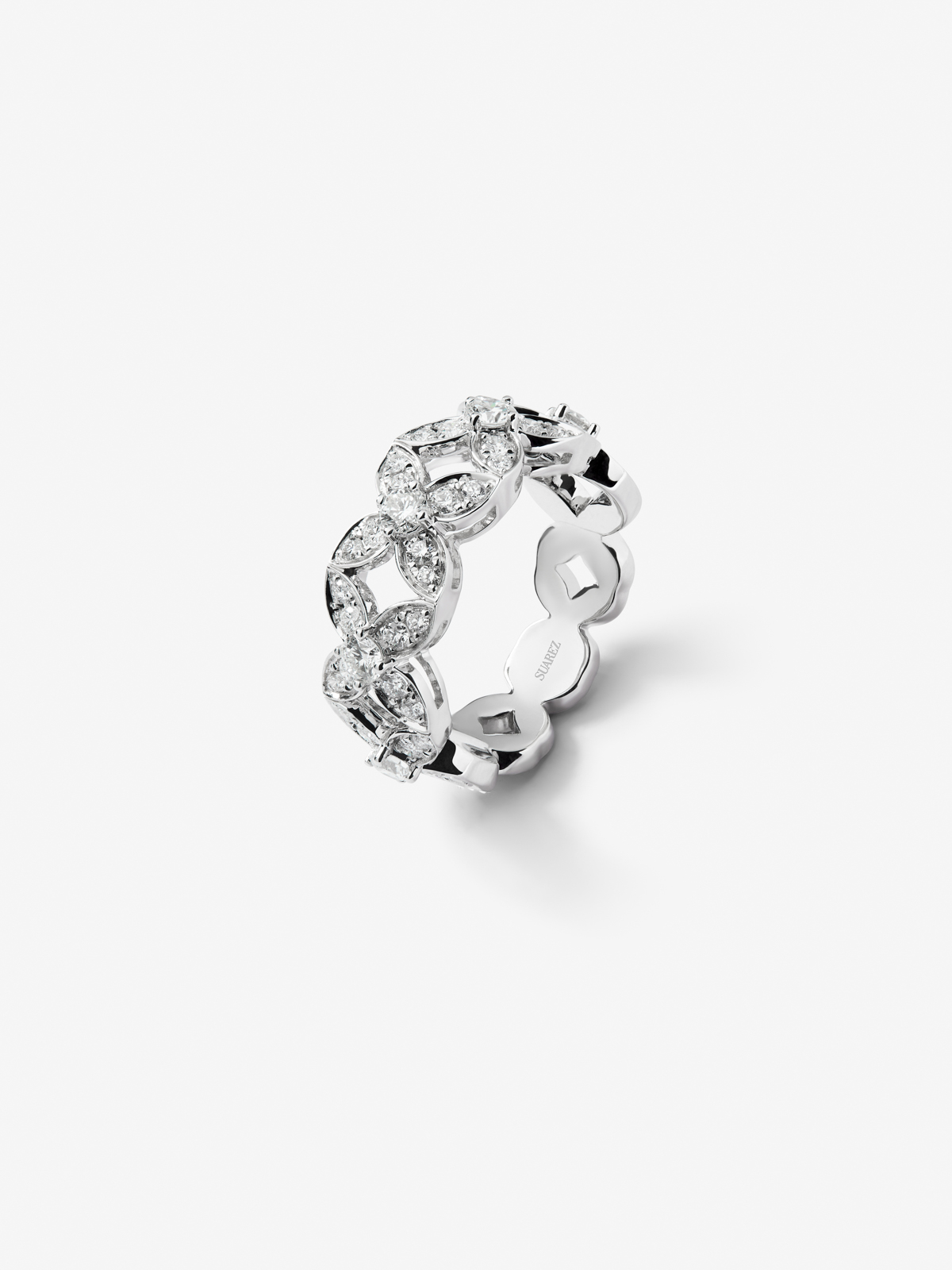 18K white gold ring with white diamonds in 1.05 cts