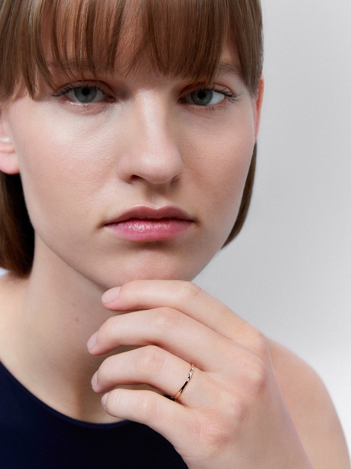 18K rose gold ring with 3 brilliant-cut diamonds with a total of 1.4 cts