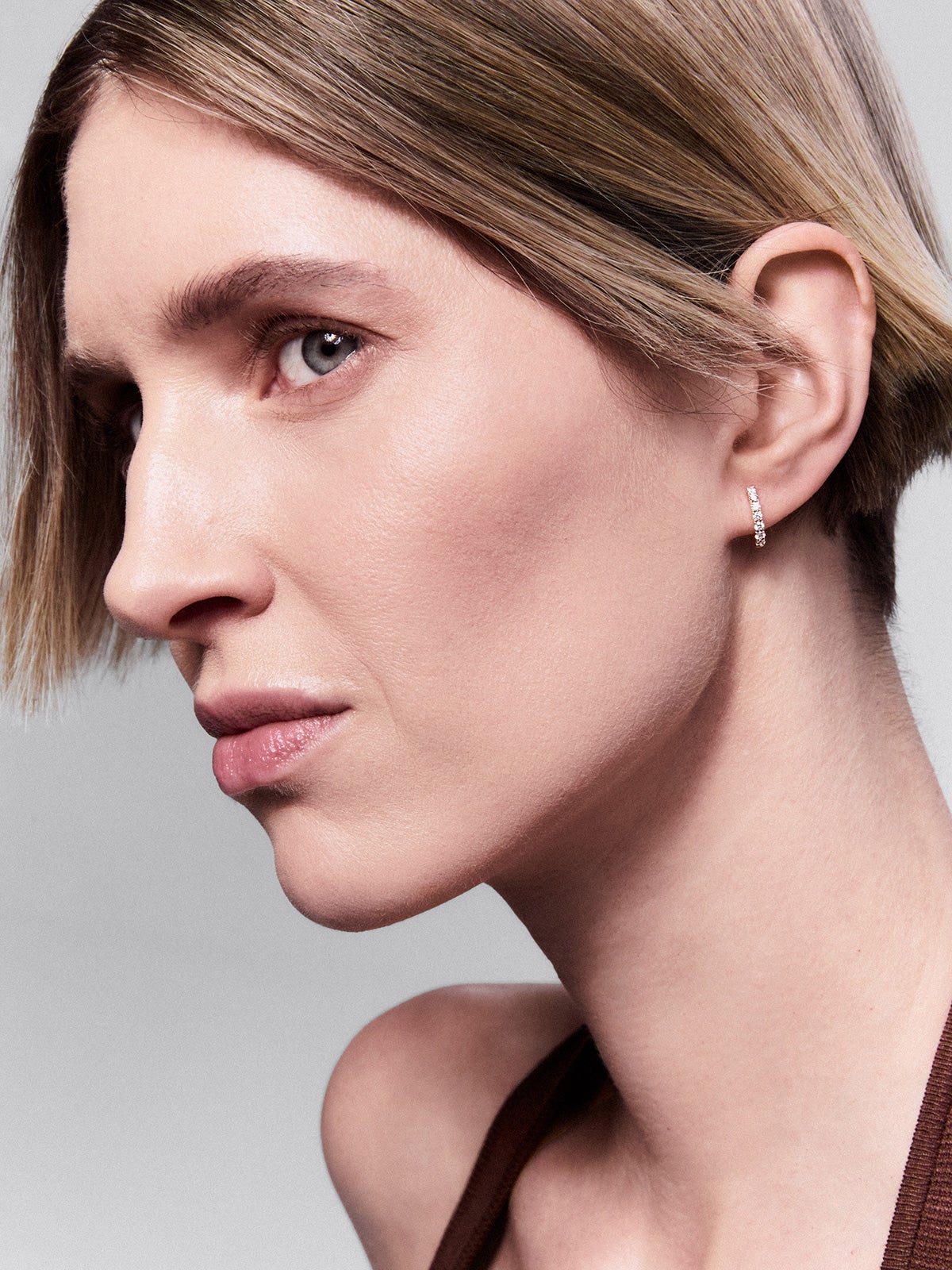 18K Rose Gold Hoop Earrings with Diamonds